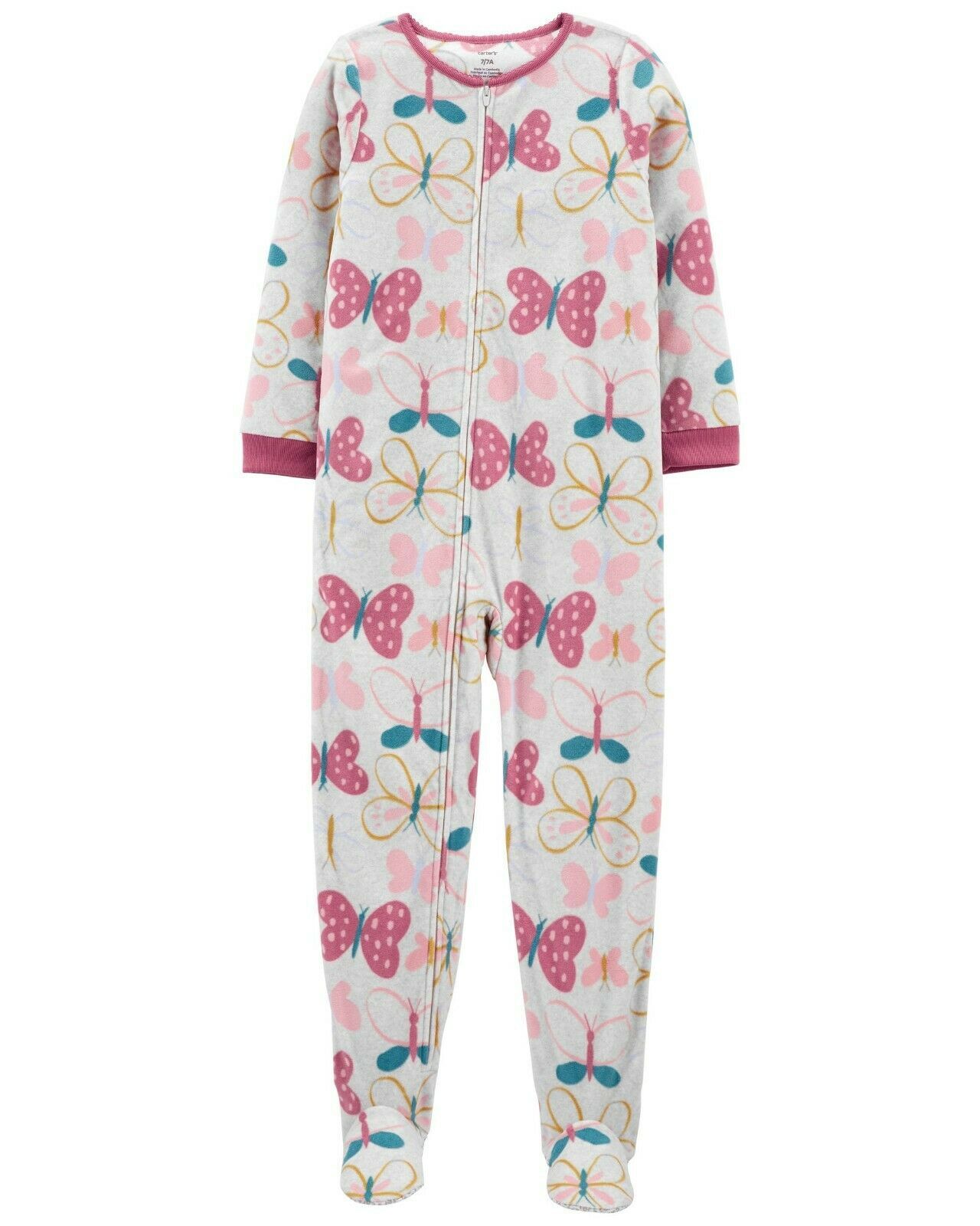 Carters Fleece Footed Pajama Blanket Sleeper Size 6 7 8 10 12 14 Butterfly Girl
