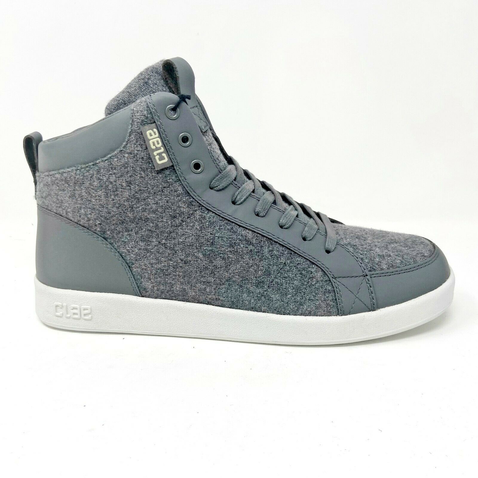 Clae Russell Charcoal Grey Wool Mens Casual Sneakers