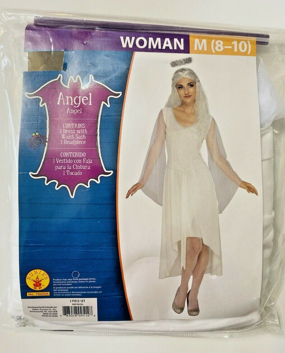 Primary image for Rubies Angel Woman's M Halloween Costume White Dress Sash Silver Headpiece