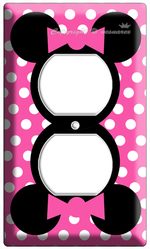 MINNIE MOUSE PINK POLKA DOTS POWER OUTLET WALL PLATE COVER GIRLS ROOM DECORATION