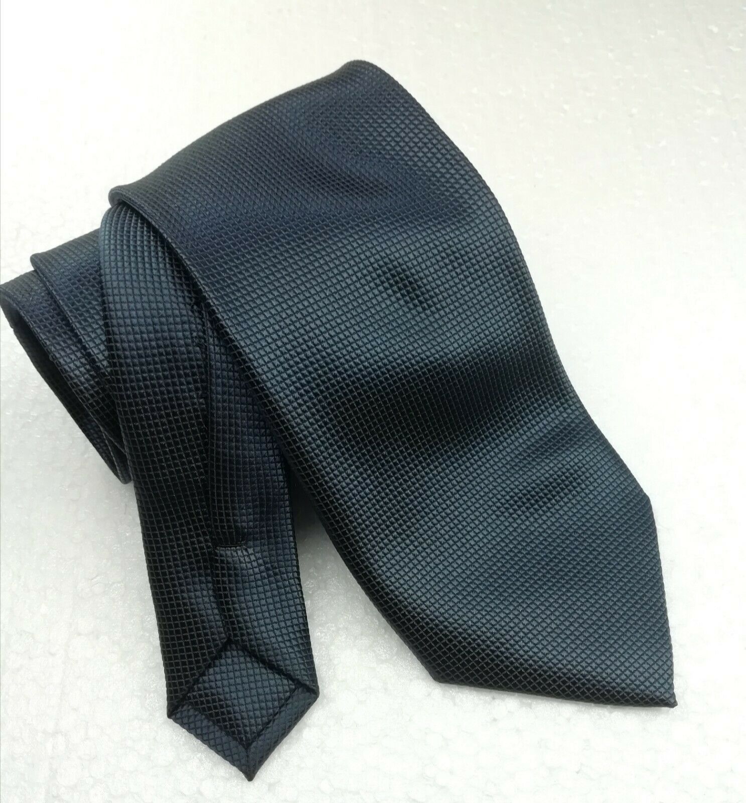 Solid necktie blue long 63 100% silk Made in Italy business / wedding classic