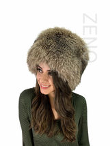 Natural Raccoon Fur Hat Brown Color Saga Furs Detachable Tail Full Pillbox Hat image 8