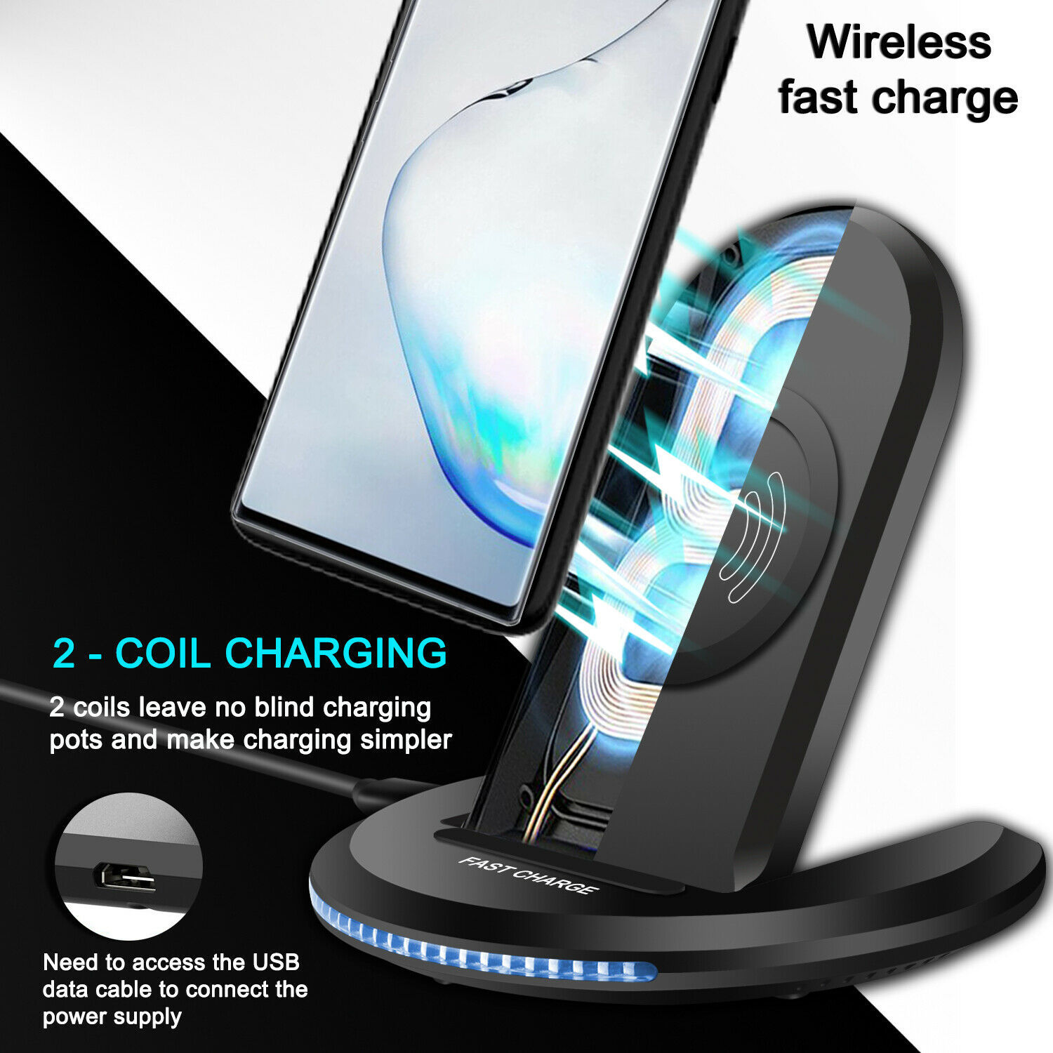 For Samsung Galaxy Note 10 Plus/10+ 5G Qi Wireless Fast Charger Stand