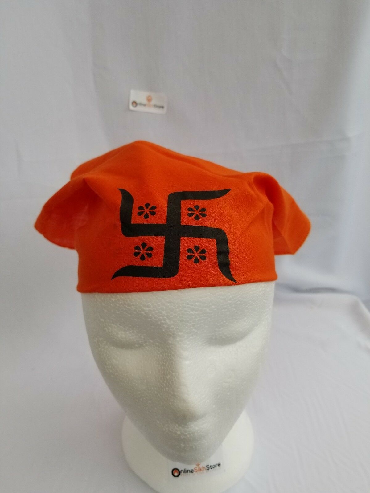 Sikh Hindu India ORANGE SWASTIKA bandana Head Wrap Gear Rumal ...