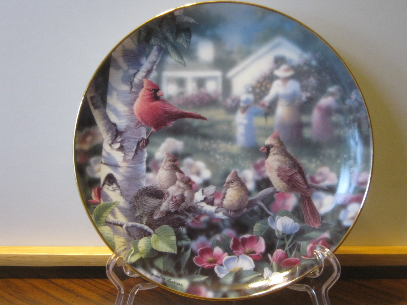 Primary image for Danbury Mint Collector Plate - "Beauty In Bloom" - Family of Cardinals in Spring