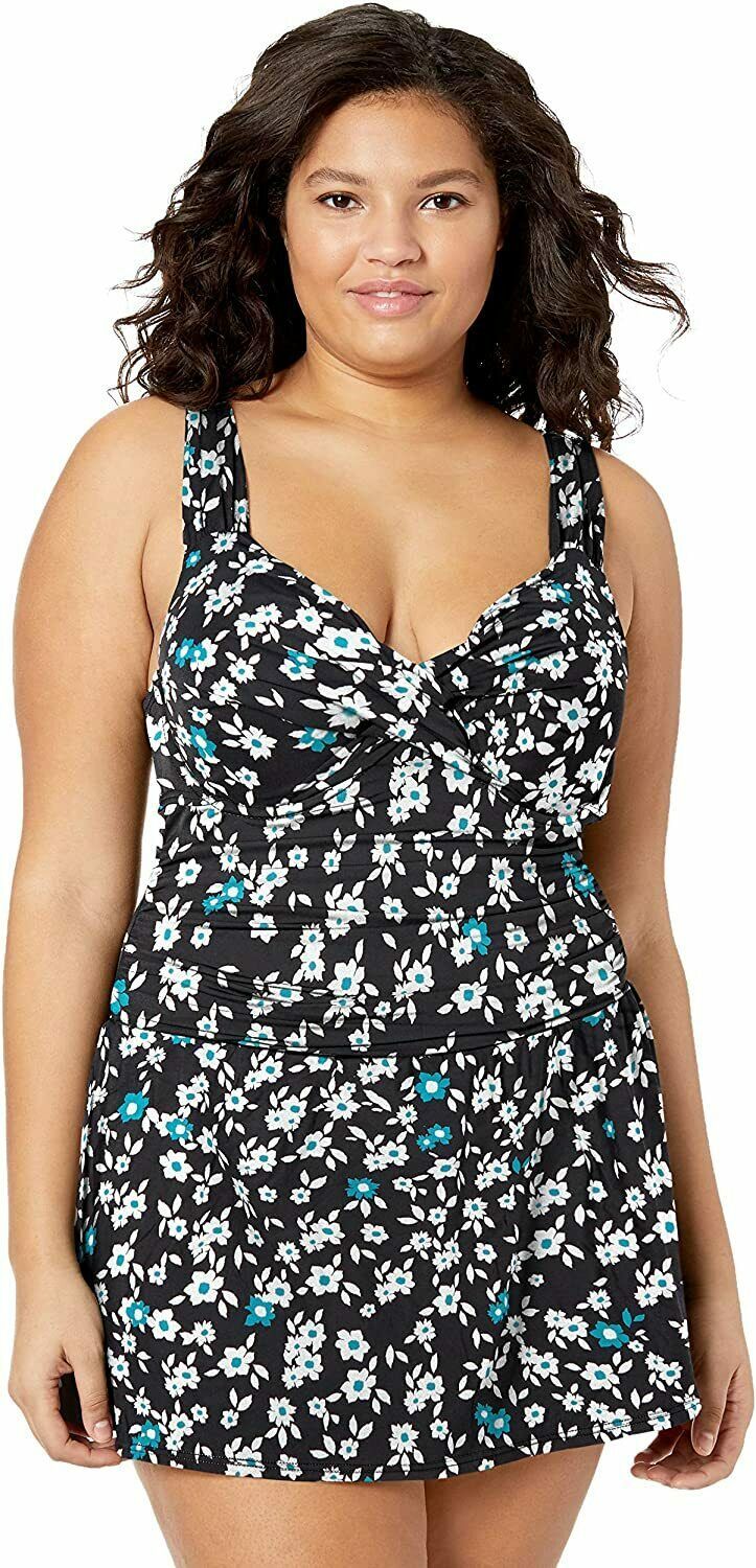 Anne Cole BEAUTIFUL BUNCHES Plus Size Floral Shirred One Piece ...