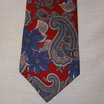 Tie Floral Leaves Swirls Paisley Necktie 55&quot; 100% Silk Red Blue  Oleg Ca... - $9.99