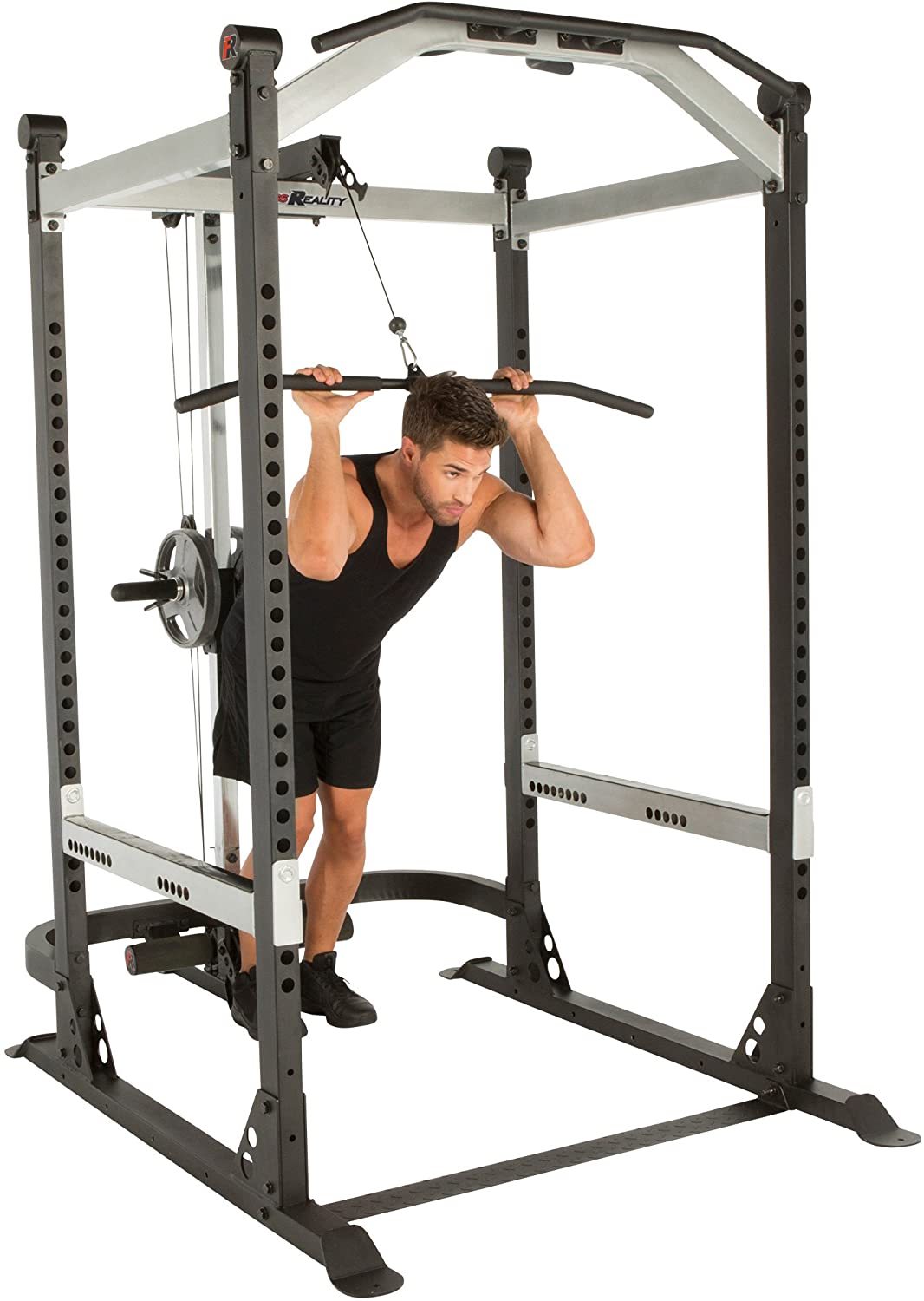 Fitness Reality XClass Commercial Power Cage with Lat Pull Down Attachment Power Racks