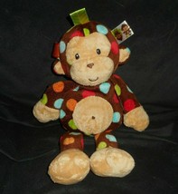 12" Taggies Dazzle Dots Baby Brown Monkey Stuffed Animal Plush Toy Lovey Soft - $18.05
