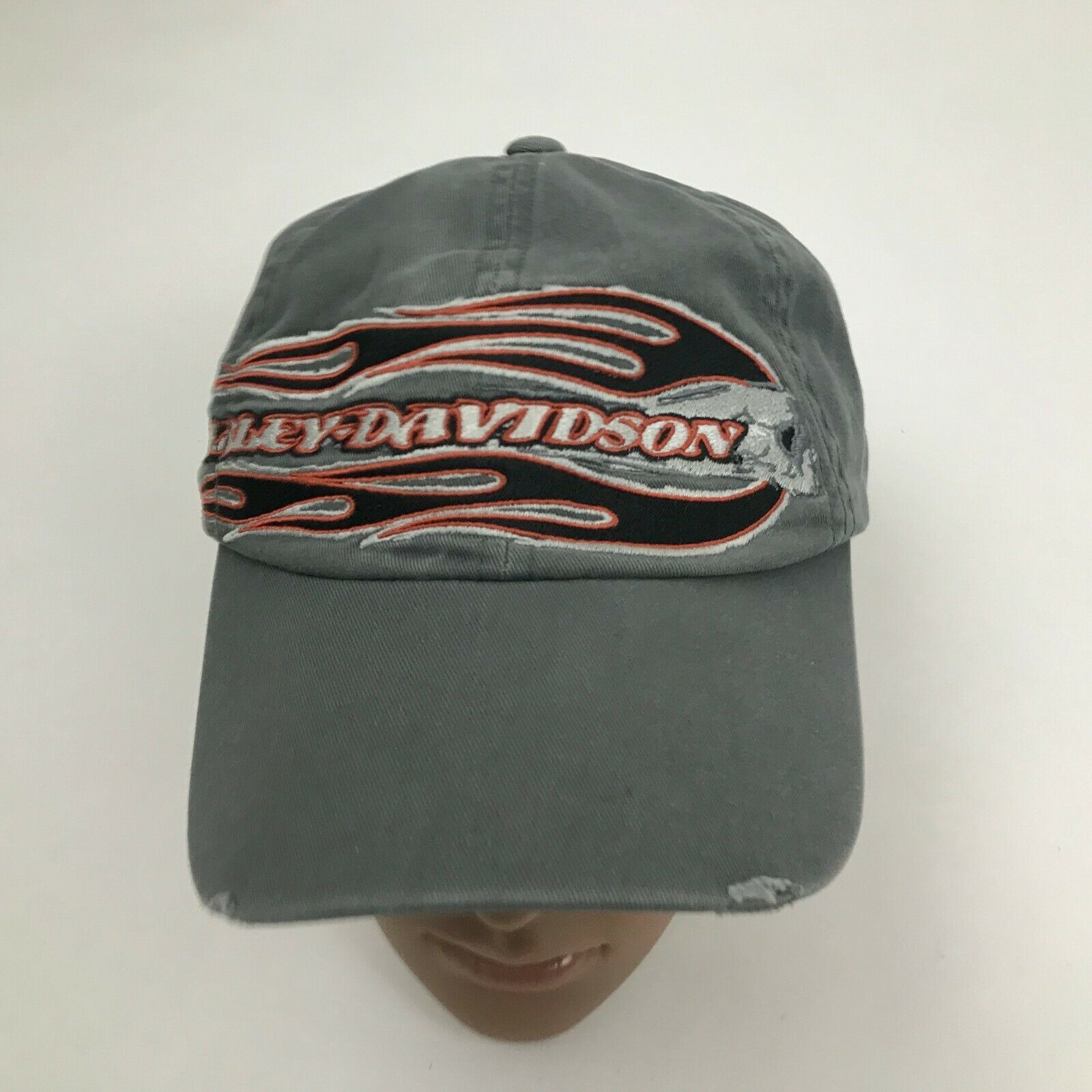 VINTAGE Harley Davidson Hat Cap Gray Fitted Size Medium Distressed