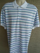Nwt $45. Mens Chaps S/S 100% Cotton Pique Knit Polo Shirt White Stripes Xl - $15.88
