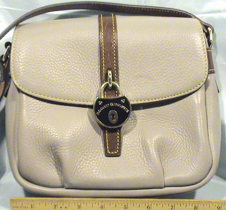 Dooney & Bourke Gray Samba Flap Pebbled Leather Crossbody Bag Purse