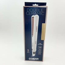 Conair Double Ceramic Flat Iron Hair Straightener White 1 Inch 1" Gently Used - $15.15