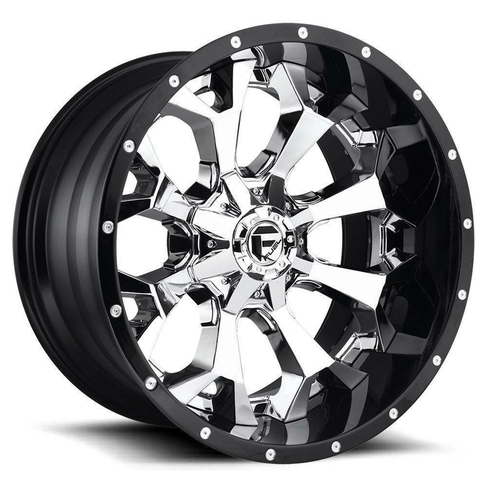 20x12 Fuel Assault D246 8x6.5/8x165.1 43 Chrome Black Lip Wheels Rims