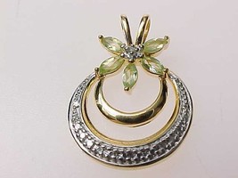 Genuine PERIDOT and DIAMOND Accent PENDANT in Gold over Sterling Silver - $40.00