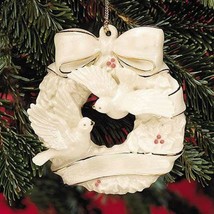 NEW Lenox Sculpted Ornament w/ Doves &amp; Wreath -Beautiful Fine China w/ 2... - $34.13