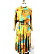 Vintage 80’s Bochiccio Designer Dress Fab Sleeves Colorful Poly Print sz... - $97.42