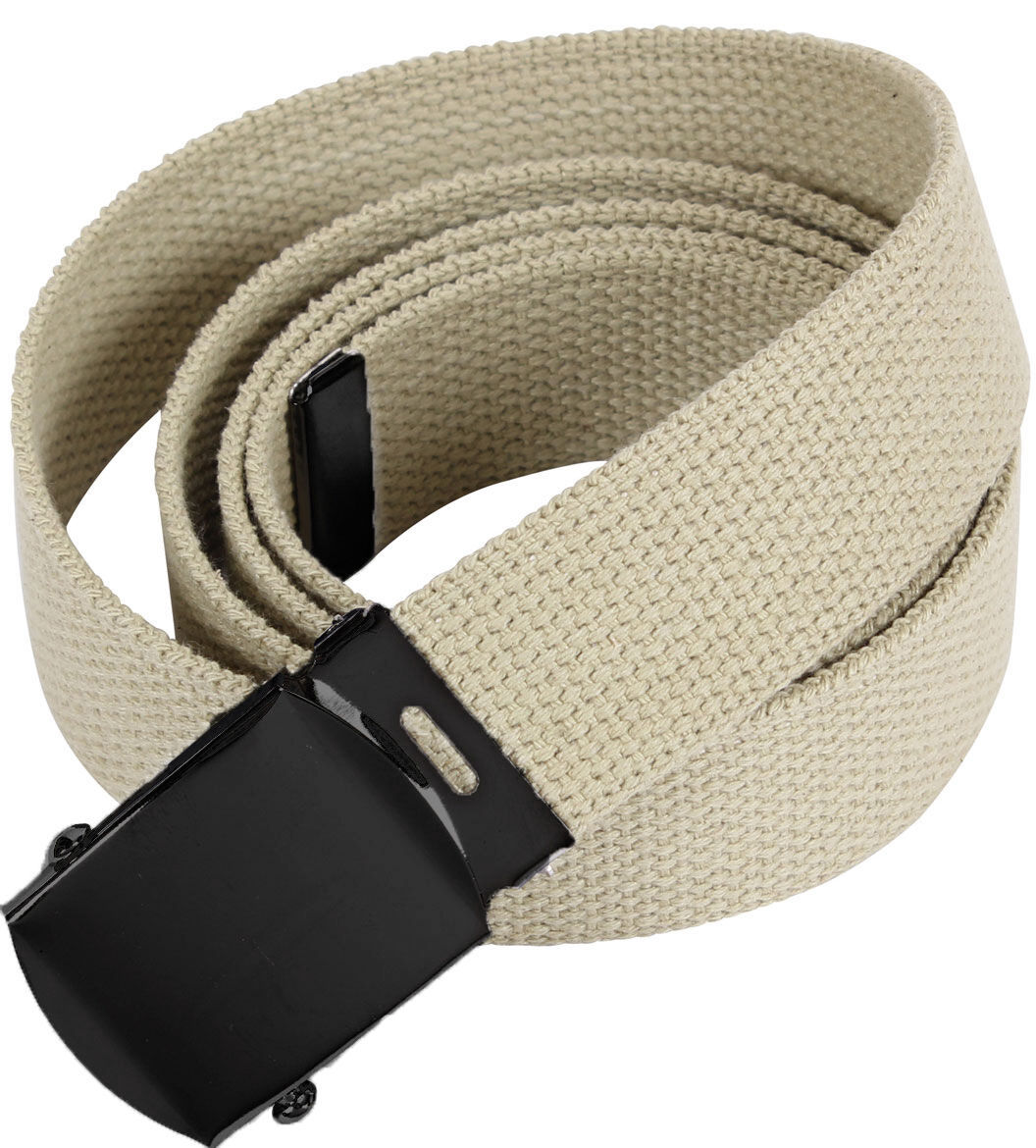 Khaki Military Cotton  Belt with Black Buckle Belts