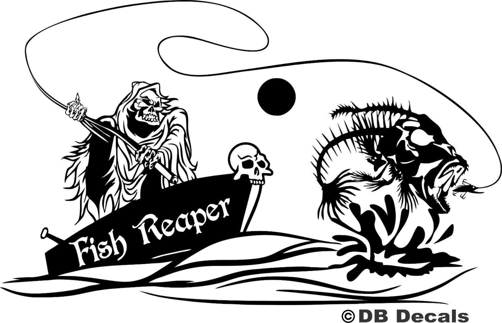 Download Grim Reaper Fish Fishing Lure Boat Skeleton Window Graphic Vinyl Decal Sticker - Graphics Decals