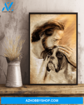 God, Jesus With Lovely Boxer Dog Canvas | For Boxer Dog Lover Canvas - $49.99