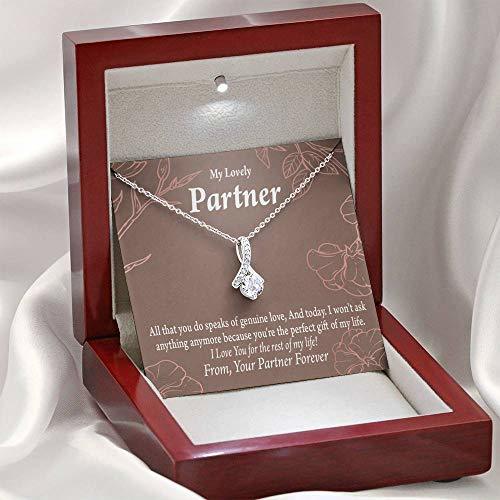 Express Your Love Gifts for My Partner of My Life Eternity Ribbon Stone Necklace