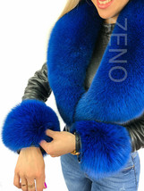Blue Fox Fur Shawl 47' (120cm) Saga Furs Collar Tails / Wristbands / Headband