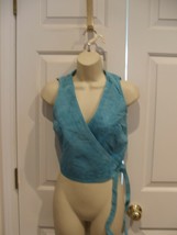 NWT  Newport News Stylework bRIGHT AQUA suede fully lined wrap  vest top... - $73.51
