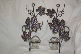 Home Interiors Antique Bronze Grape Leaf Sconce Pair Homco -b - $21.00
