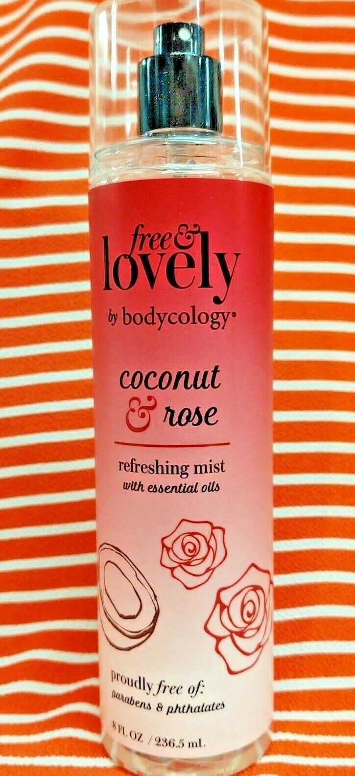 Primary image for Free & Lovely by Bodycology COCONUT & ROSE Refreshing Mist Body Spray 8 oz NEW!!
