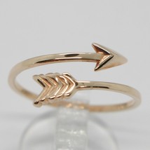 18K ROSE GOLD ARROW RING SMOOTH BRIGHT LUMINOUS DOUBLE WIRE MADE IN ITALY image 1