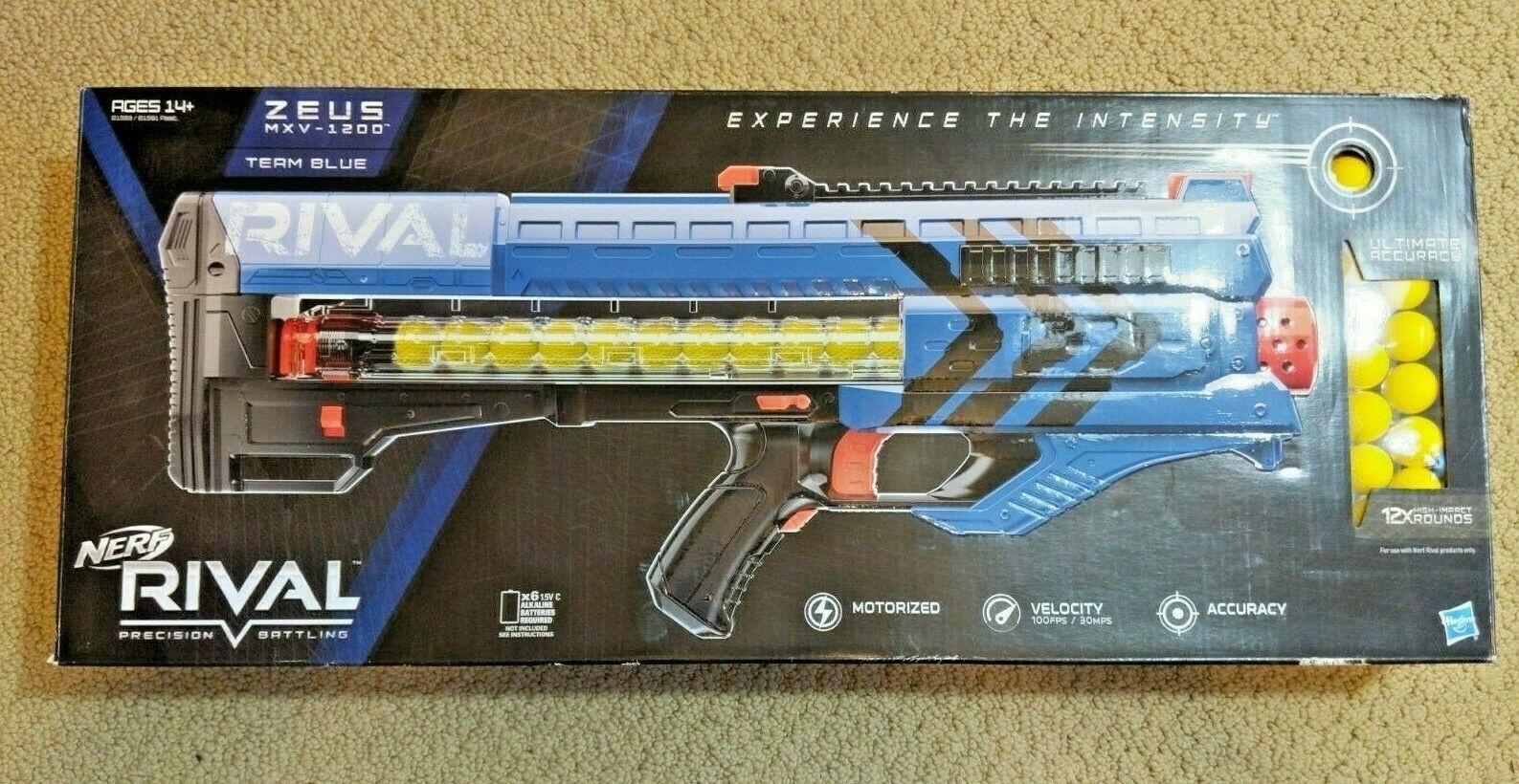 NERF Rival Zeus MXV-1200 Blaster - Blue- New Motorize Velocity ...