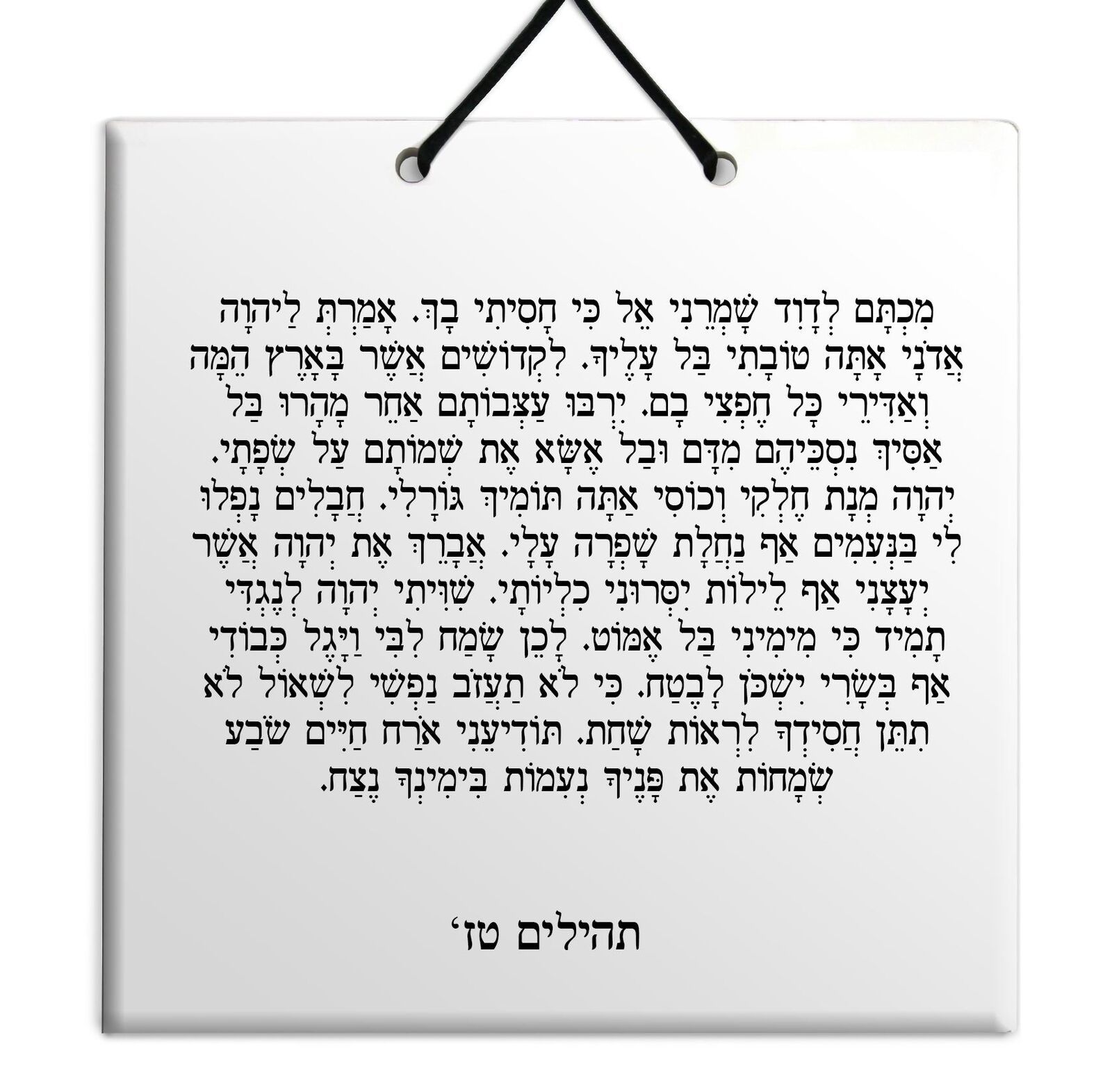 Hebrew Book of Psalms Wooden TILE holy bible Tehillim Chapter 16 תהילים עברית