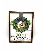 Word Framed Easter Rabbit Wall Hanging -Hoppy Easter - $24.74