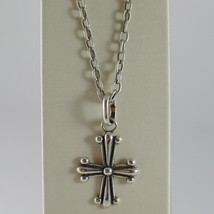 925 BURNISHED SILVER NECKLACE VINTAGE STYLE CROSS PENDANT & CHAIN MADE IN ITALY image 1