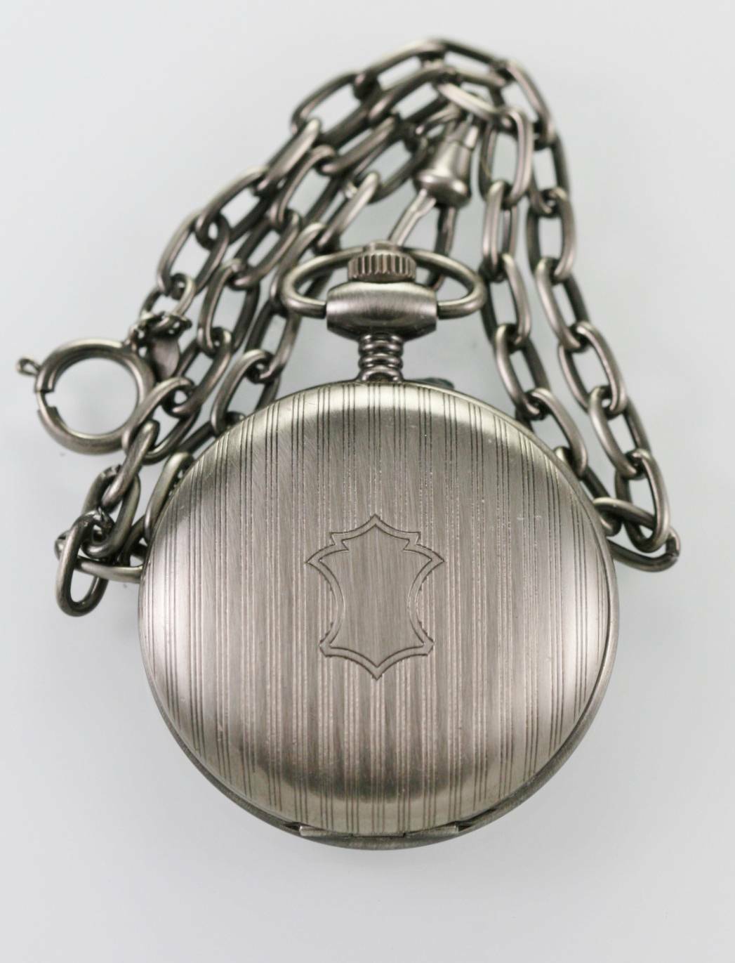 Colibri Watch Mens Gray Pocket Stainless Steel Antiqued Silver Battery