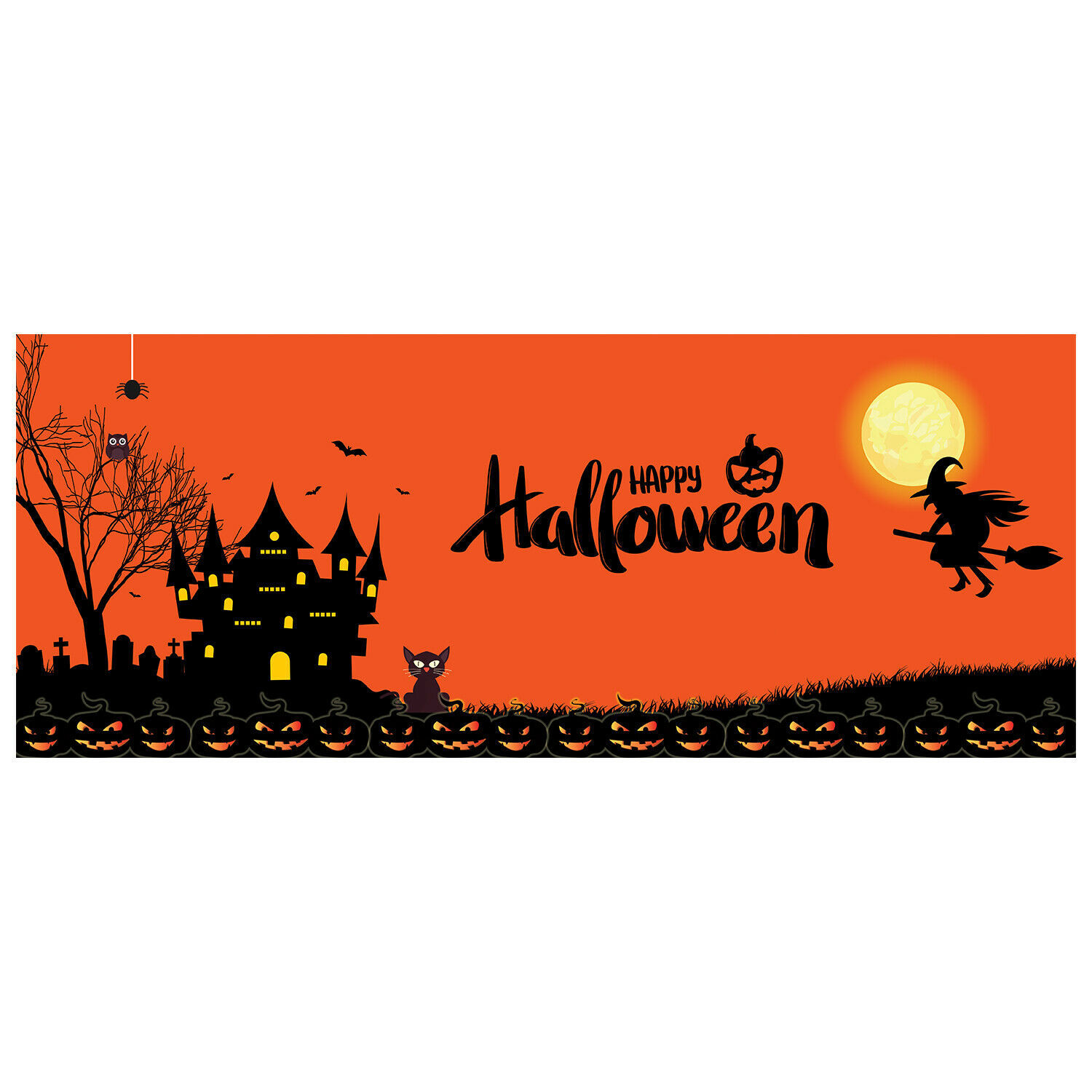 Happy Halloween Banner, Outdoor Holiday Haunted House Party Decor Vinyl 