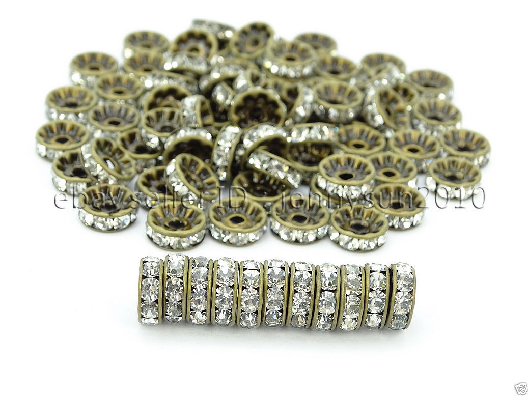 100P Czech Crystal Rhinestones Bronze Rondelle Spacer Beads 4mm 5mm 6mm 8mm 10mm