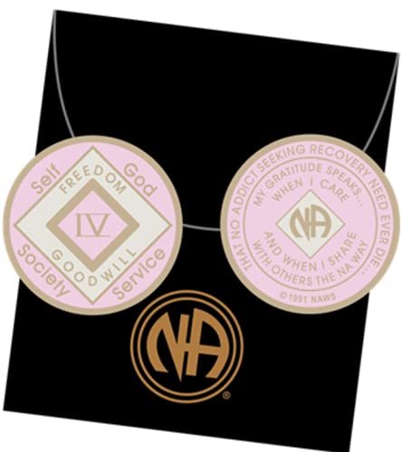 4 Year Pink and White NA Medallion Official Narcotics Anonymous Chip IV