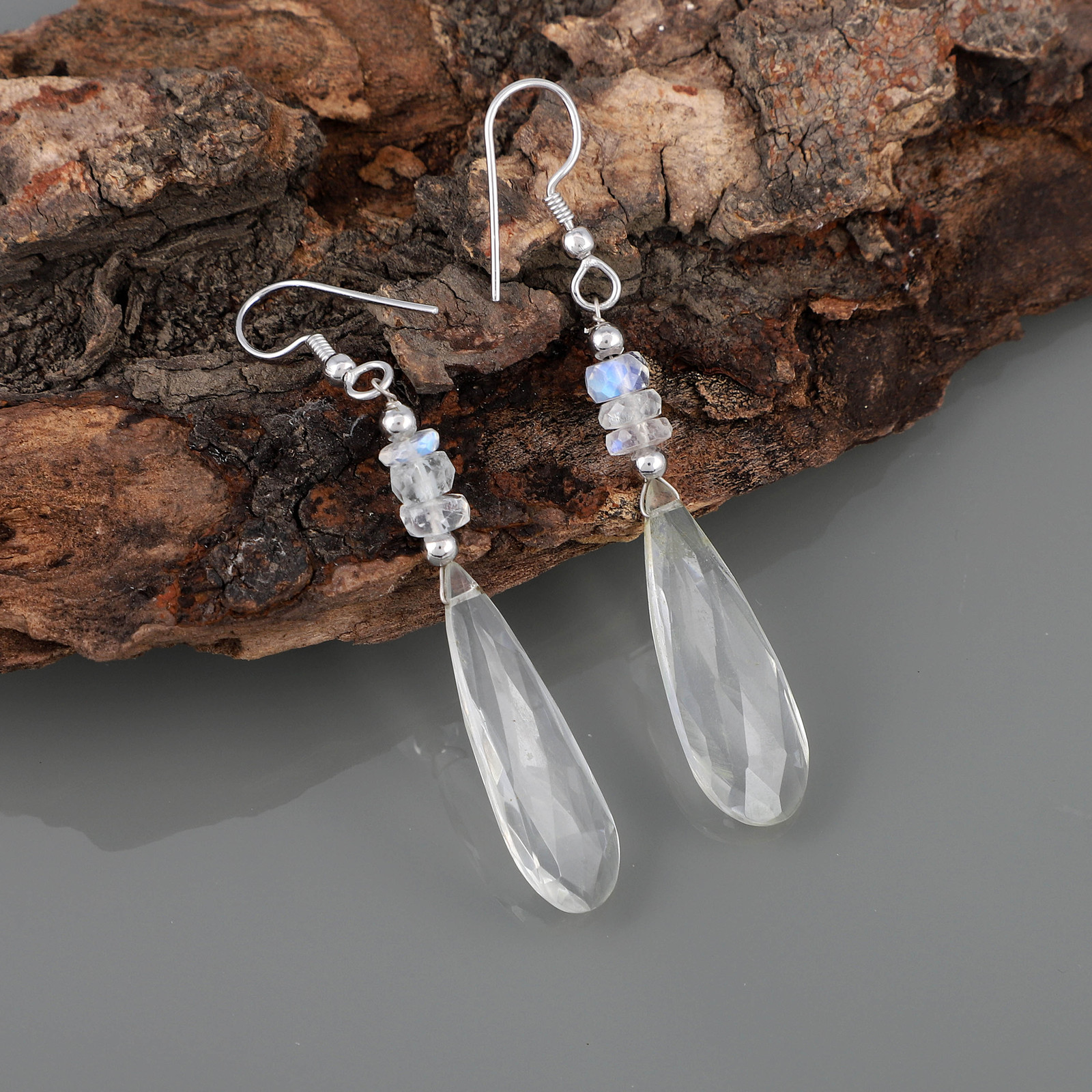 925 SILVER FILLED ROUND CREAMY MOONSTONE HOOK EARRINGS 925 SILVER FILLED ROUND CREAMY MOONSTONE HOOK EARRINGS