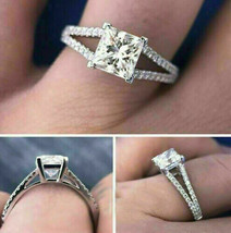 2.20Ct Simulated Diamond Split Shank Engagement Ring Solid 14K White Gold Size 5 - $312.59