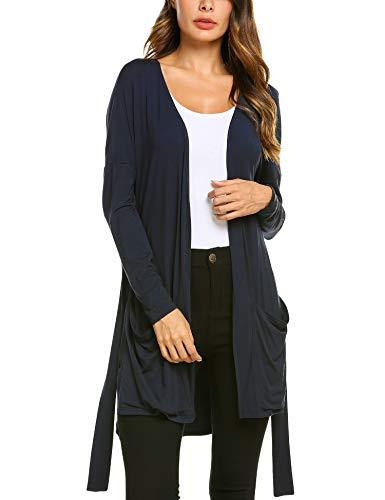 EASTHER Loose Duster Cardigan Women Casual Open Long Sleeve Solid ...