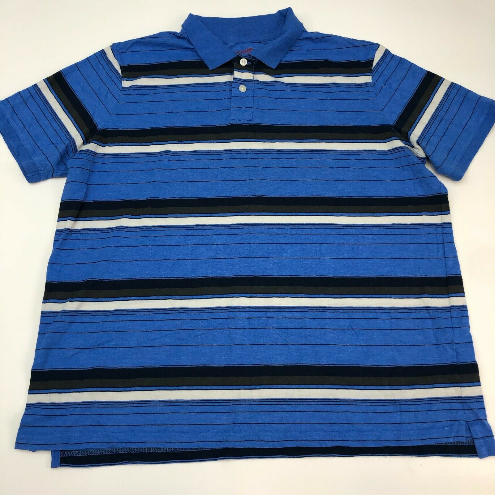 Mossimo Polo Shirt Mens XXL Blue Stripe Short Sleeve Casual - Polos