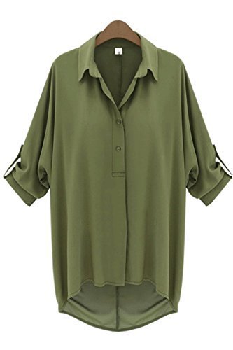 Unomatch Women Relaxing Loose Formal Shirt and Blouse Army Green Color ...