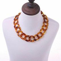 Newly Fashion Leopard Acrylic Choker Necklaces For Women Statement Large Pendant - $19.82