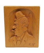 Folk Art Sculpture Man Wood Carving By Robert Geoffroy Signed Quebec Vin... - $123.72