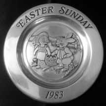 Wilton Armetale 1983 Happy Easter Plate 7.5&quot; Bunny Rabbit Basket Deliver... - $39.99
