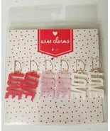 Set of 6 Wine Glass Charms LOVE Marker Pink White Red Valentines Wedding... - $2.97