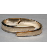 Vintage 1960s Hinged Cuff Bracelet Brushed Goldplated Oval Overlapping - $7.87