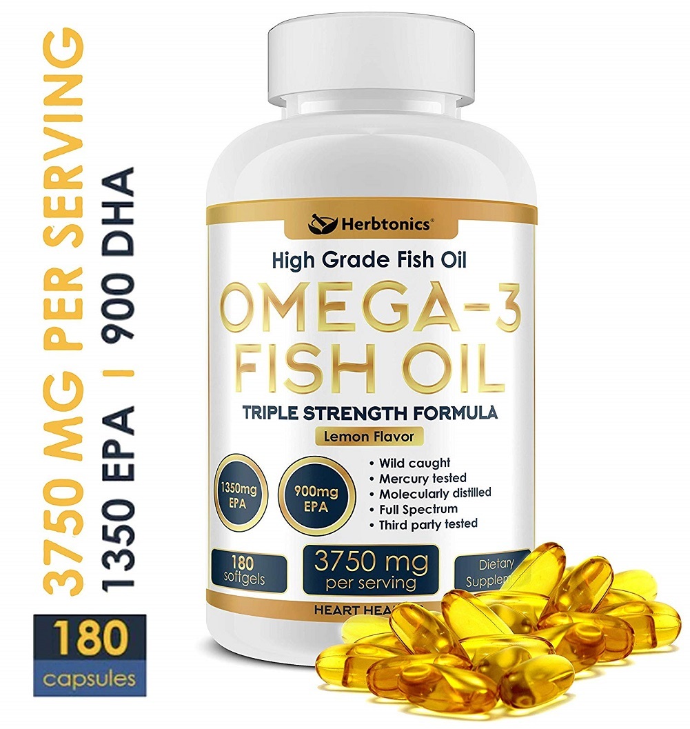 High Strength Omega 3 Fish Oil Supplement 3750mg 180Caps Heart Joint Support