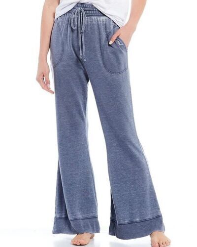 FREE PEOPLE COZY COOL LOUNGE PANTS OB1174468 FLARED DARK SAPPHIRE BLUE SIZE M